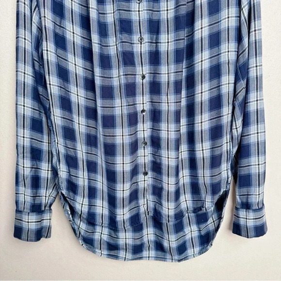 Madewell Womens Size Xsmall Central  Lansford Plaid Blue Long Sleeve - Picture 4 of 13